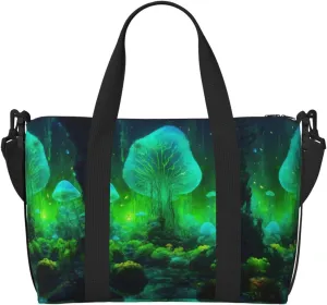 Magic Fungus Zippered Tote Bags For Women,Duffle Bag For Men,Spacious Travel Bag For Weekend Getaways