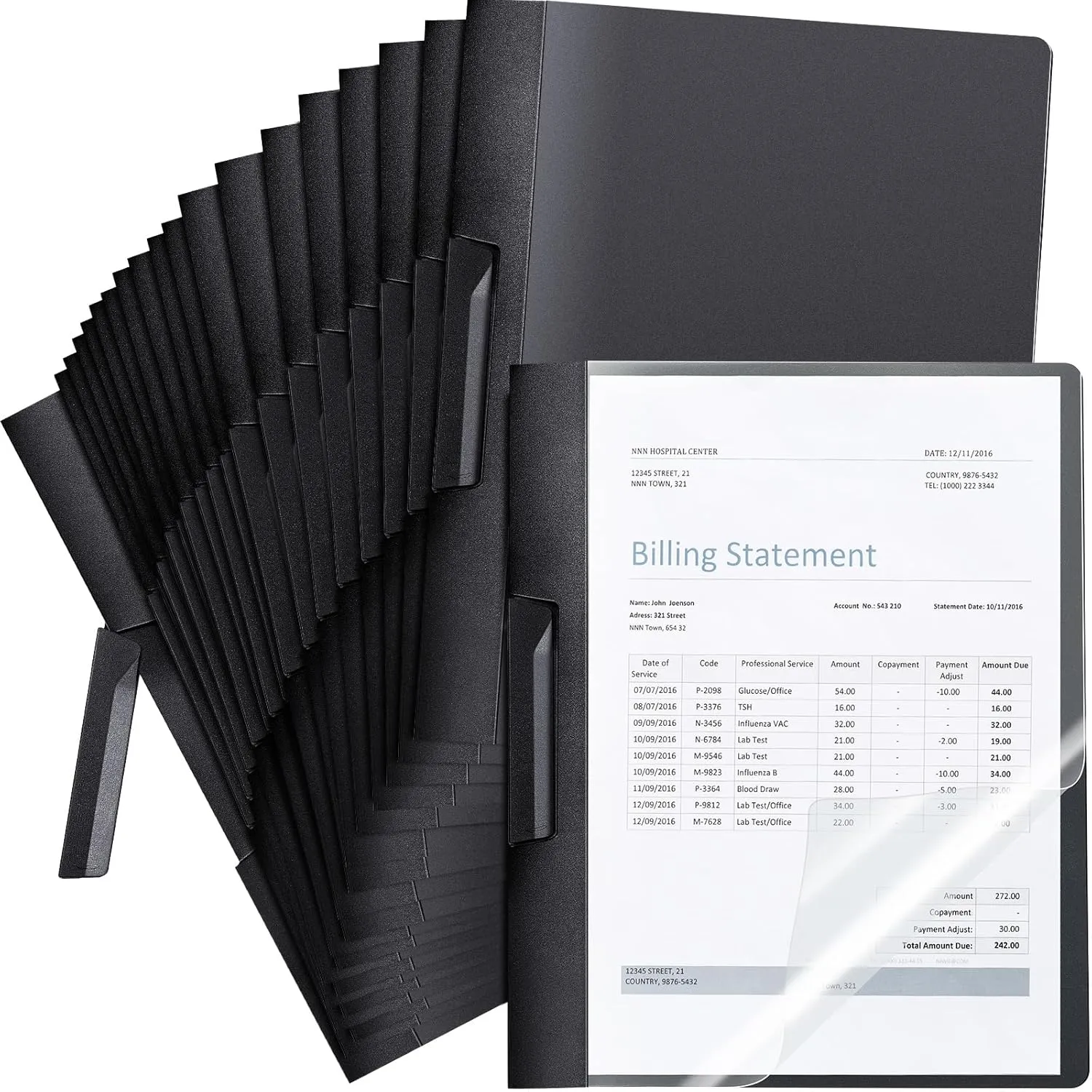 Maitys 25 Pack Clear Report Covers with Clip 11.4 x 9 Inch Presentation Folders Transparent Front Cover Portfolio Folder Resume Folder Interview Report Folders for Letter Size(Black)