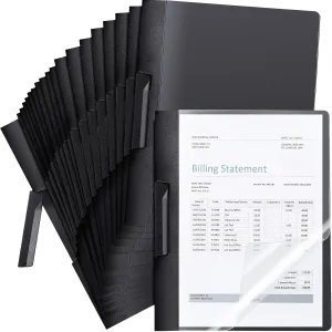Maitys 25 Pack Clear Report Covers with Clip 11.4 x 9 Inch Presentation Folders Transparent Front Cover Portfolio Folder Resume Folder Interview Report Folders for Letter Size(Black)