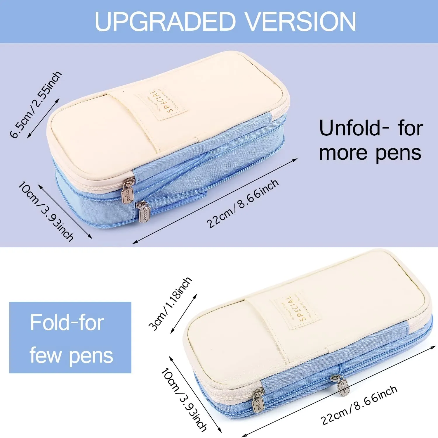 MAMUNU Large Capacity Pencil Case, Expandable Stationery Bag with Zipper Compartments, Aesthetic Pencil Case Pouch for Office College School Students Teen Girls Boys