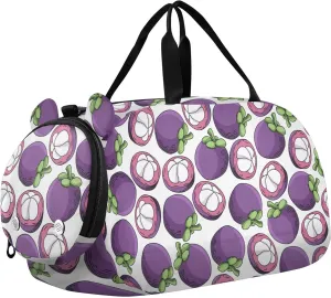Mangosteen Pattern Sports Duffle Bag for Girls Boys, Gym Bag with Shoe Compartment, Kids Travel Overnight Weekender Shoulder Bag