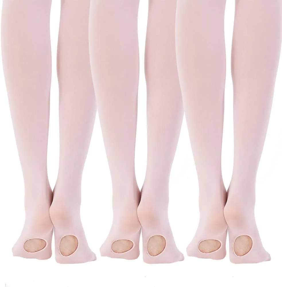 MANZI 1-3 Pairs Women's Girl's Dance Tights Convertible Transition Ballet Tights 40D