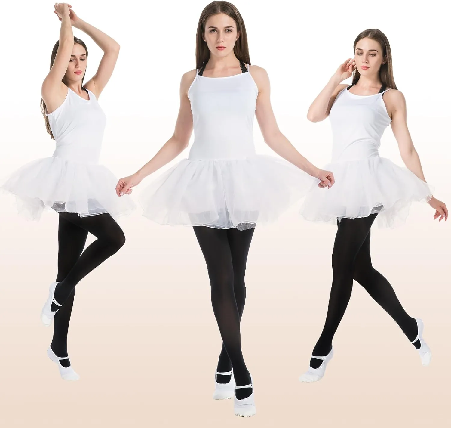 MANZI Womens Girls Solid Color Comfortable Convertible Ballet Tights 1-3 Pairs Pack