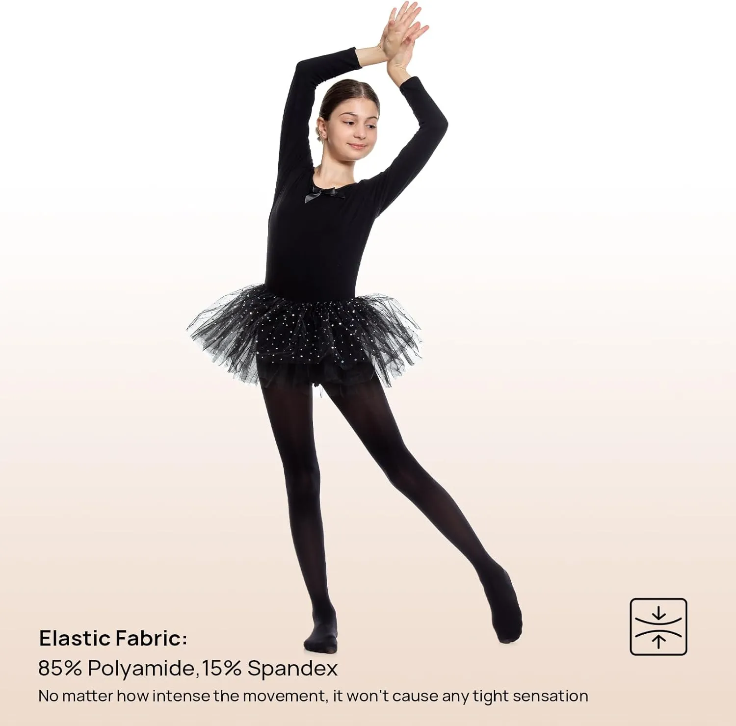 MANZI Womens Girls Solid Color Comfortable Convertible Ballet Tights 1-3 Pairs Pack