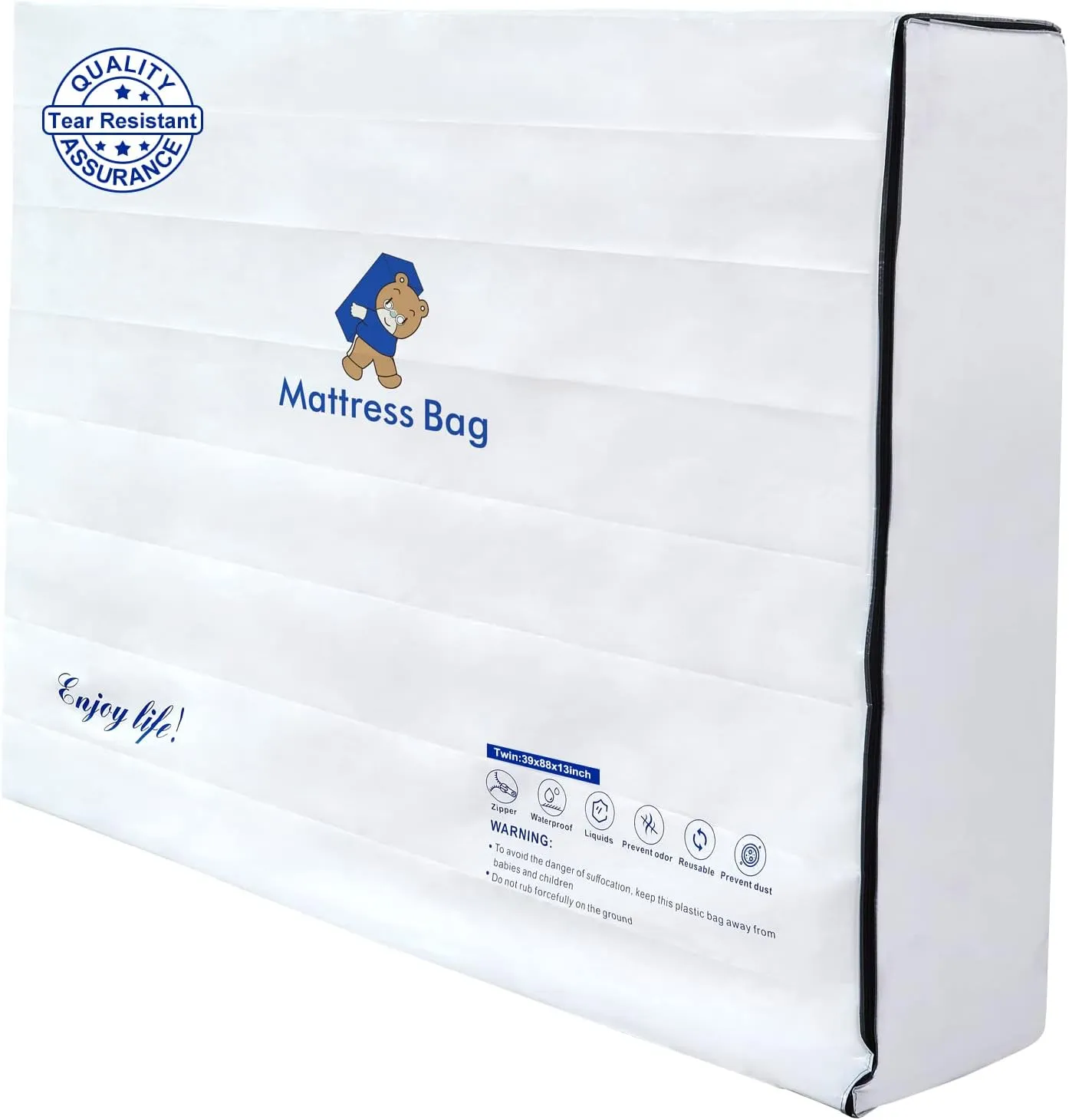 Mattress Bags for Moving and Storage,6 Mil Waterproof Zippered Mattress Bag Twin Size, Extra Thick Tear & Puncture Resistance, Heavy-Duty Mattress Moving Supplies