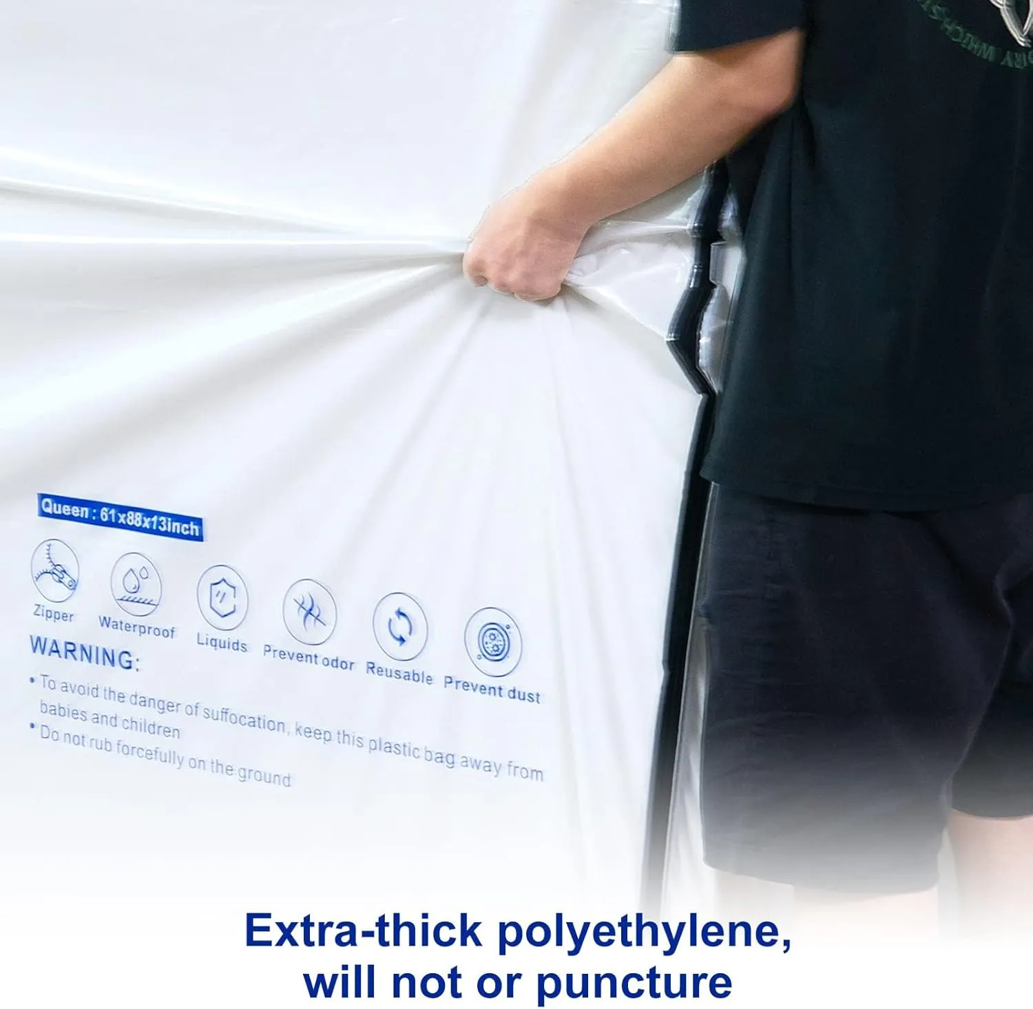 Mattress Bags for Moving and Storage,6 Mil Waterproof Zippered Mattress Bag Twin Size, Extra Thick Tear & Puncture Resistance, Heavy-Duty Mattress Moving Supplies