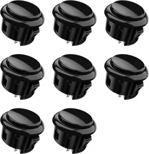 MAYFLASH 8 pcs MFBK-30 Push Button 30mm – for MAYFLASH F300 F500 F700 Arcade Jamma Video Game & Arcade Joystick Games Console(Black)