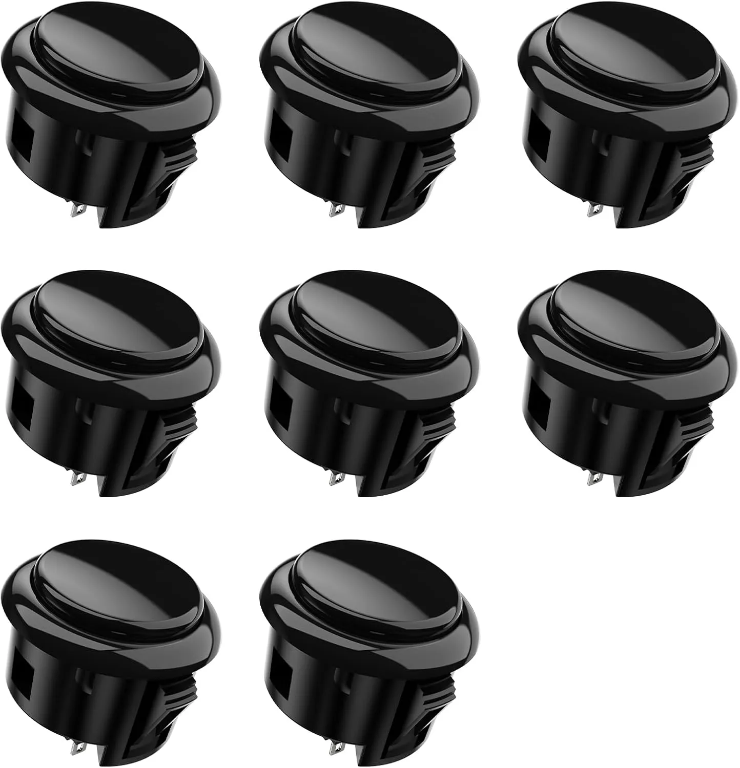 MAYFLASH 8 pcs MFBK-30 Push Button 30mm – for MAYFLASH F300 F500 F700 Arcade Jamma Video Game & Arcade Joystick Games Console(Black)