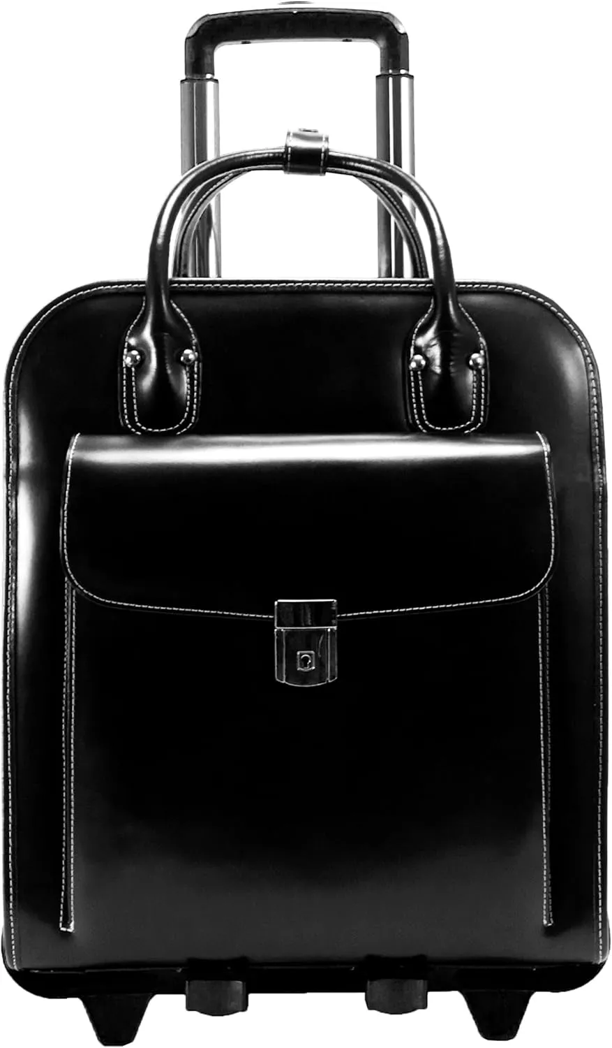 McKlein 15" Leather Vertical Patented Detachable -Wheeled Ladies' Laptop Briefcase- LA GRANGE- Black