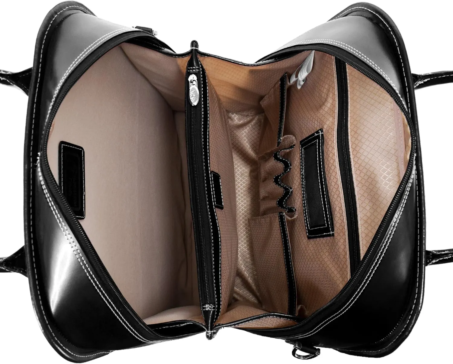 McKlein 15" Leather Vertical Patented Detachable -Wheeled Ladies' Laptop Briefcase- LA GRANGE- Black