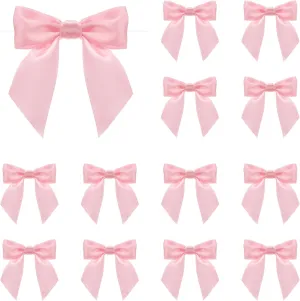 MECCANIXITY 30 Pcs Pre-Tied Bows Satin Ribbon Bows 4.5" Twist Ties Gift Bows for Craft DIY Candy Bags Christmas Wedding Decor Party Treat Bags Deep Pink