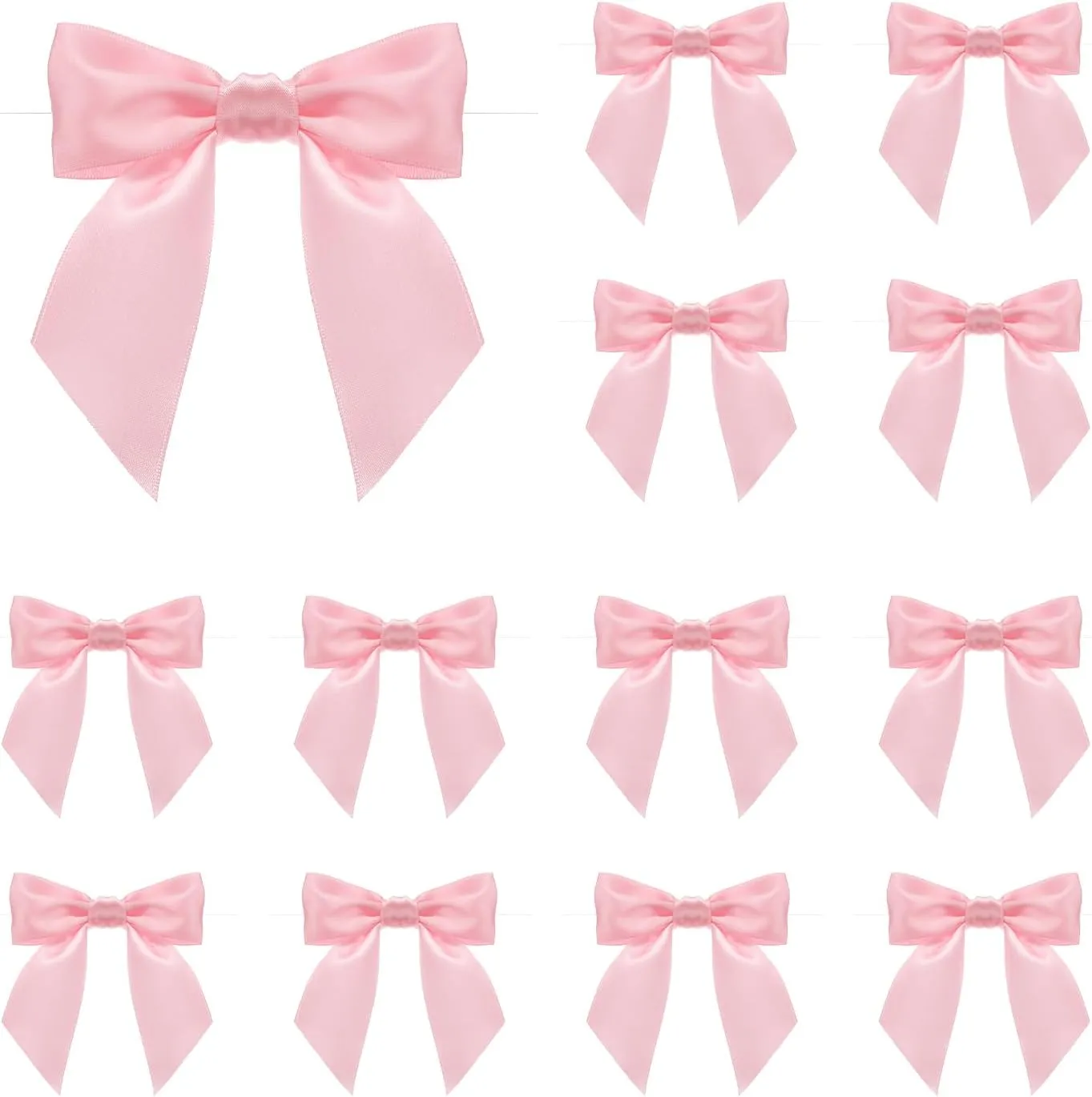 MECCANIXITY 30 Pcs Pre-Tied Bows Satin Ribbon Bows 4.5" Twist Ties Gift Bows for Craft DIY Candy Bags Christmas Wedding Decor Party Treat Bags Deep Pink