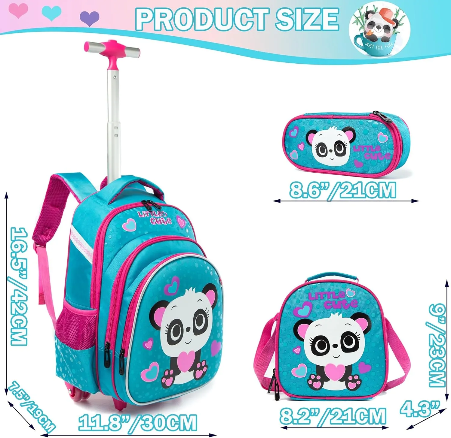Meetbelify Girls Rolling Backpack Wheels Backpacks for Girls for School Wheeled Trolley Backpack with Wheels for Girls
