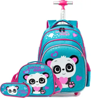 Meetbelify Girls Rolling Backpack Wheels Backpacks for Girls for School Wheeled Trolley Backpack with Wheels for Girls