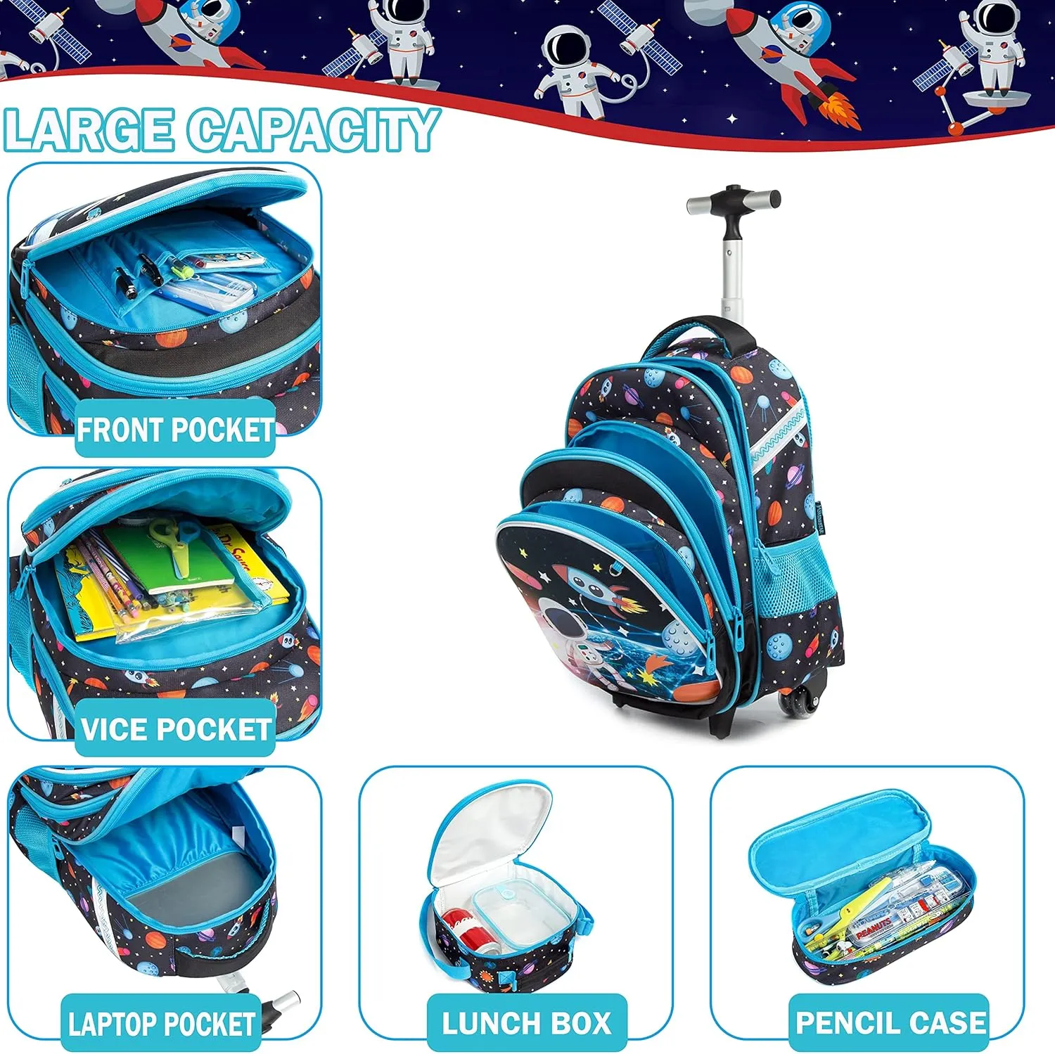 Meetbelify Girls Rolling Backpack Wheels Backpacks for Girls for School Wheeled Trolley Backpack with Wheels for Girls