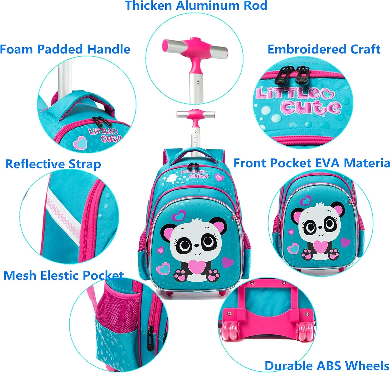 Meetbelify Girls Rolling Backpack Wheels Backpacks for Girls for School Wheeled Trolley Backpack with Wheels for Girls