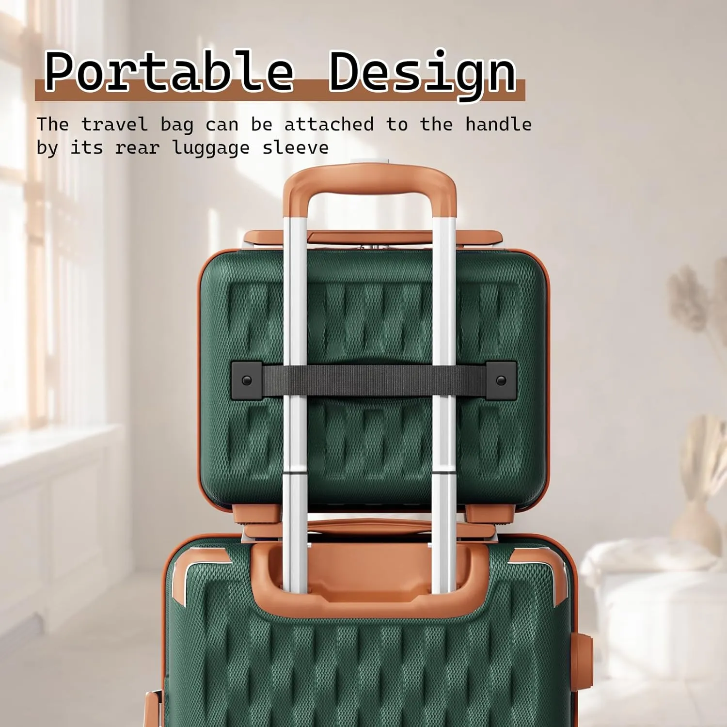 Melalenia Luggage Set 4 Piece Carry On, Hardside Suitcase with TSA Lock and Spinner Wheels, Carry-On Ailline Approved, Green Brown