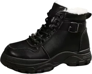 Men Work Boots with Zipper Hiking Sneakers with Warm Fur Lining Workout Shoes for Women Waterproof Waterproof Outdoor Shoes Lightweight Hike Grounded Footwear