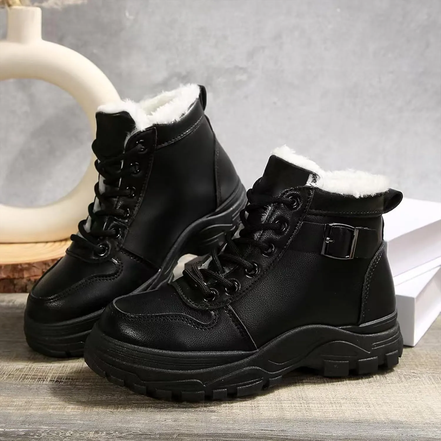 Men Work Boots with Zipper Hiking Sneakers with Warm Fur Lining Workout Shoes for Women Waterproof Waterproof Outdoor Shoes Lightweight Hike Grounded Footwear