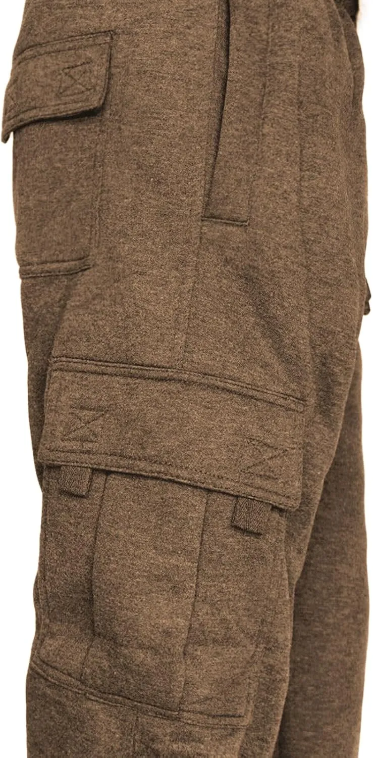 Men's Cargo Sweatpants Open Bottom Fleece Hiking Jogger Cargo Sweatpants for Men with Pockets