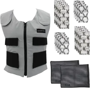 Men's Cooling Vest Bundle, with 8 Cold Packs, Plus Spare Pack Set, Stay Cool 59 Degrees, Recharges in 30 Minutes