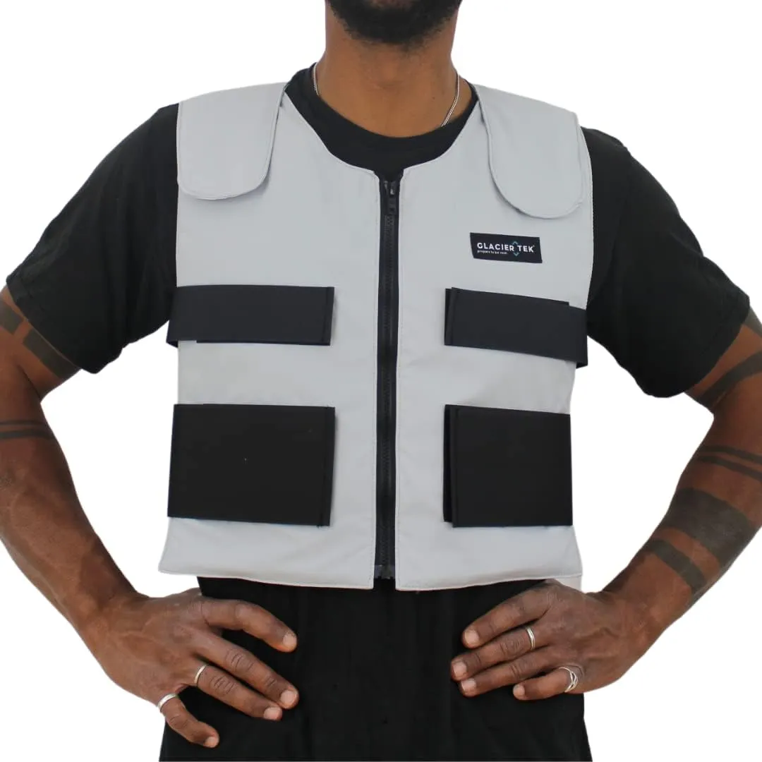 Men's Cooling Vest Bundle, with 8 Cold Packs, Plus Spare Pack Set, Stay Cool 59 Degrees, Recharges in 30 Minutes