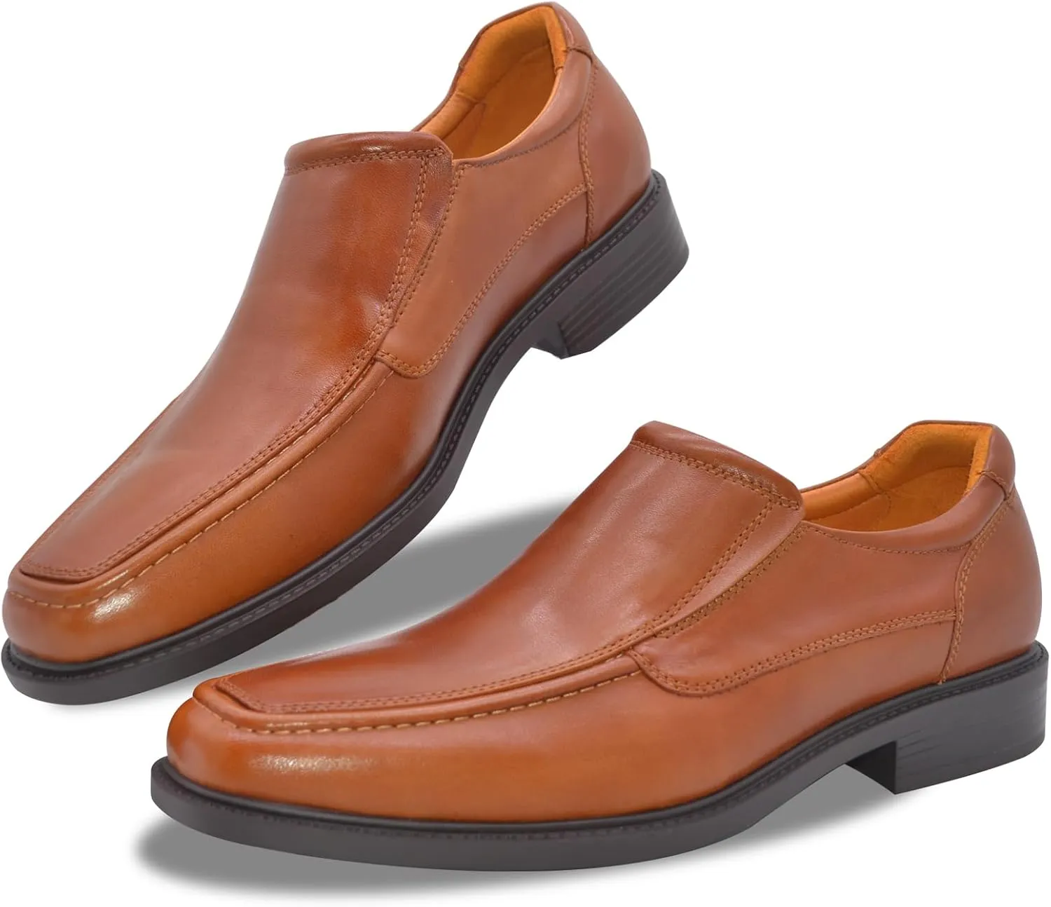 Mens Genuine Leather Dress Shoes Square Toe Formal Business Office Work Lightweight Comfortable Lace-up Oxford Shoes