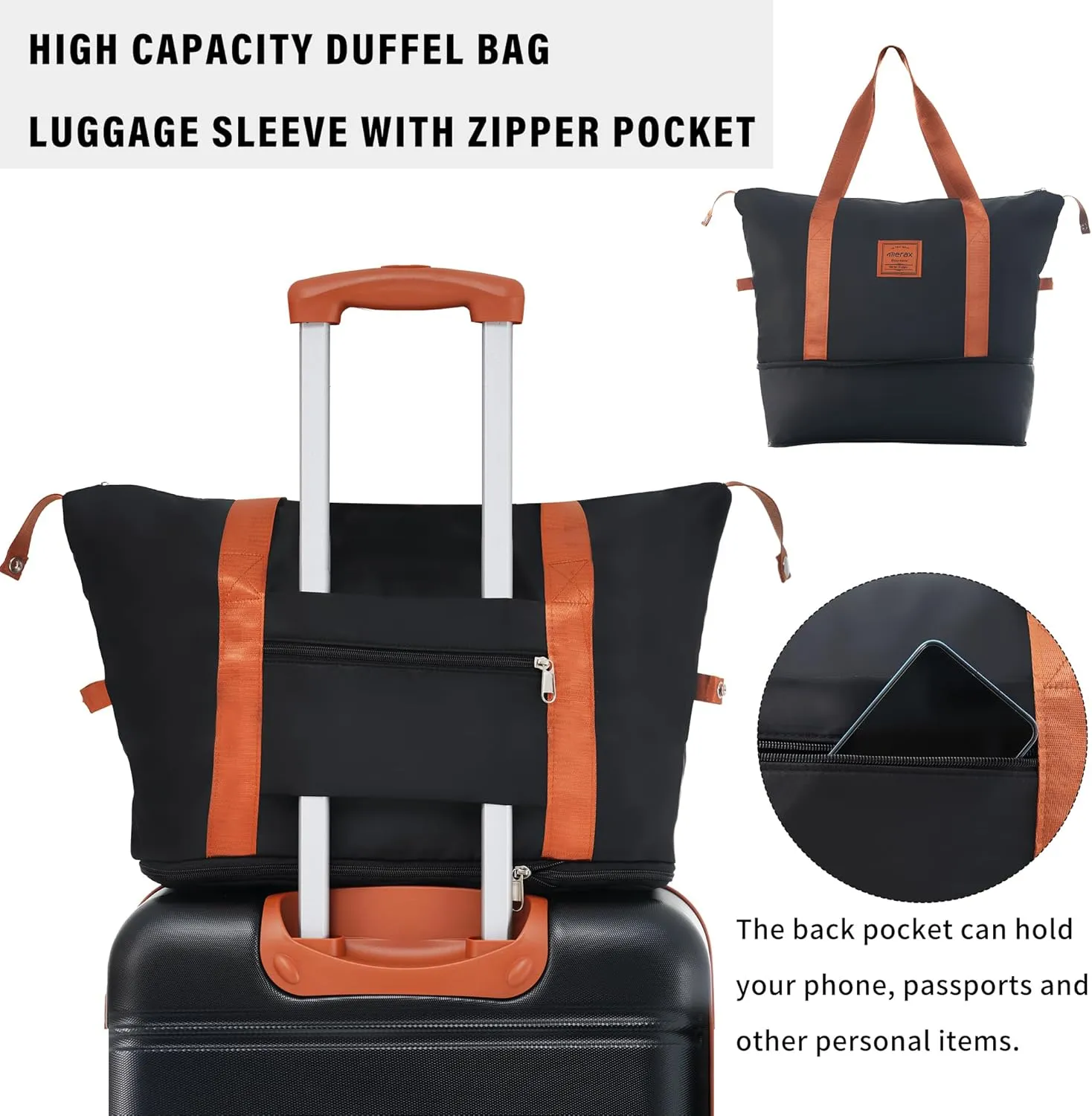 Merax Luggage Sets 2 Piece Expandable Hardside Luggage with Travel Bag Suitcase Set with Spinner Wheels(20 28 bag,Black Brown-1)