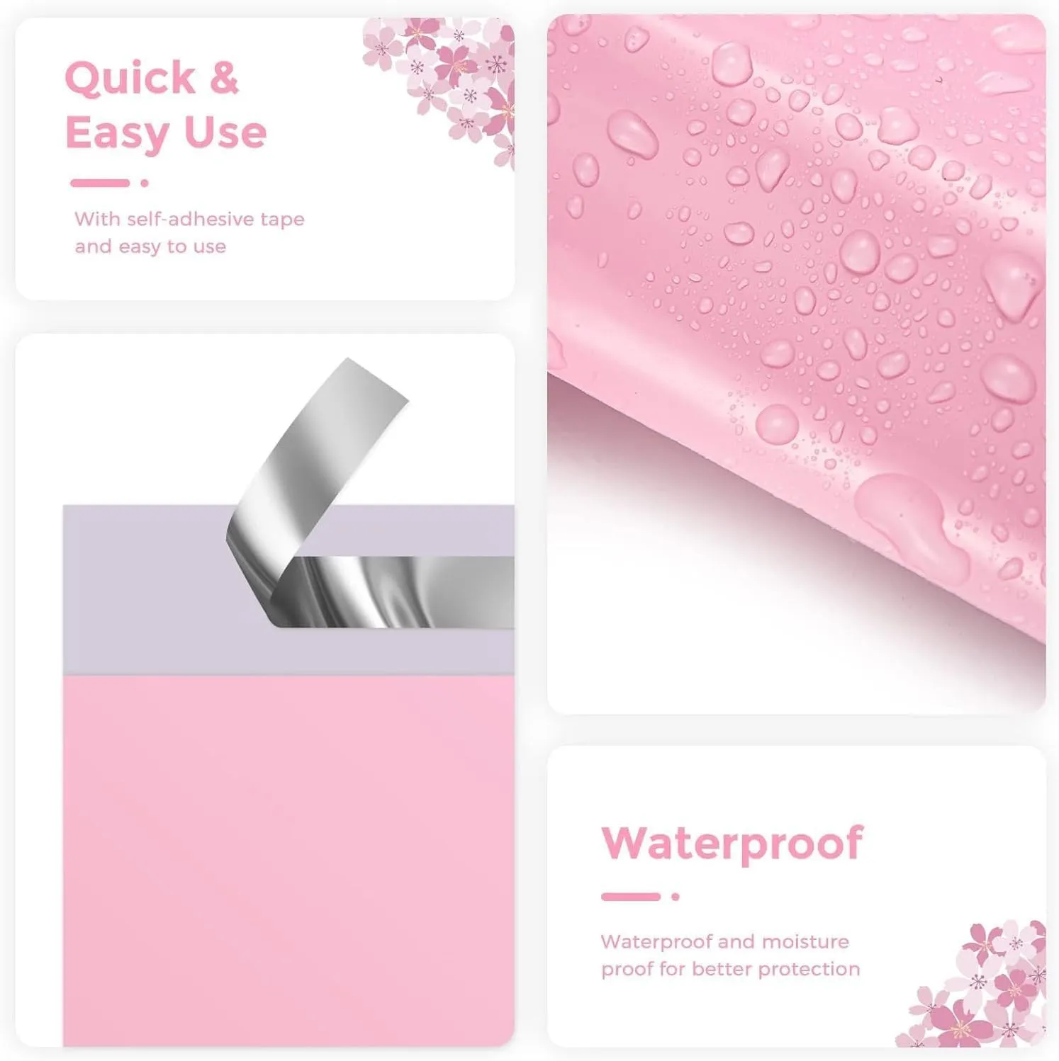 Metronic Poly Mailers 10x13 1200 Pack, Small Shipping Bags for Clothing with Strong Adhesive, Shipping Envelopes Mailers Poly Bags for Small Businesses, Waterproof Packages Bags Light Pink