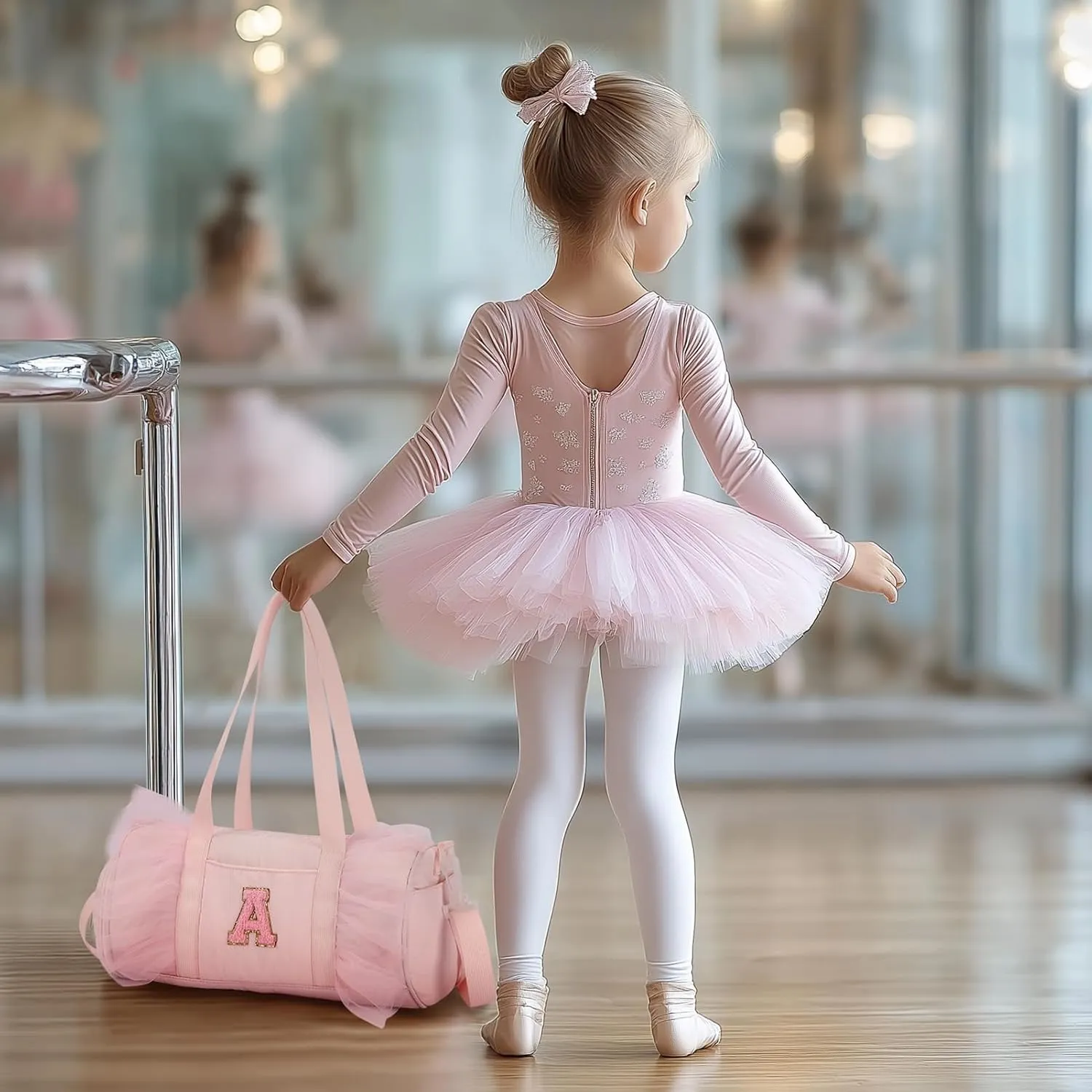 mibasies Dance Bag for Girls 4-6: Kids Duffle Bag - Ballet Bags for Girls 4-6 - Personalized Letter Girls Gifts Pink E