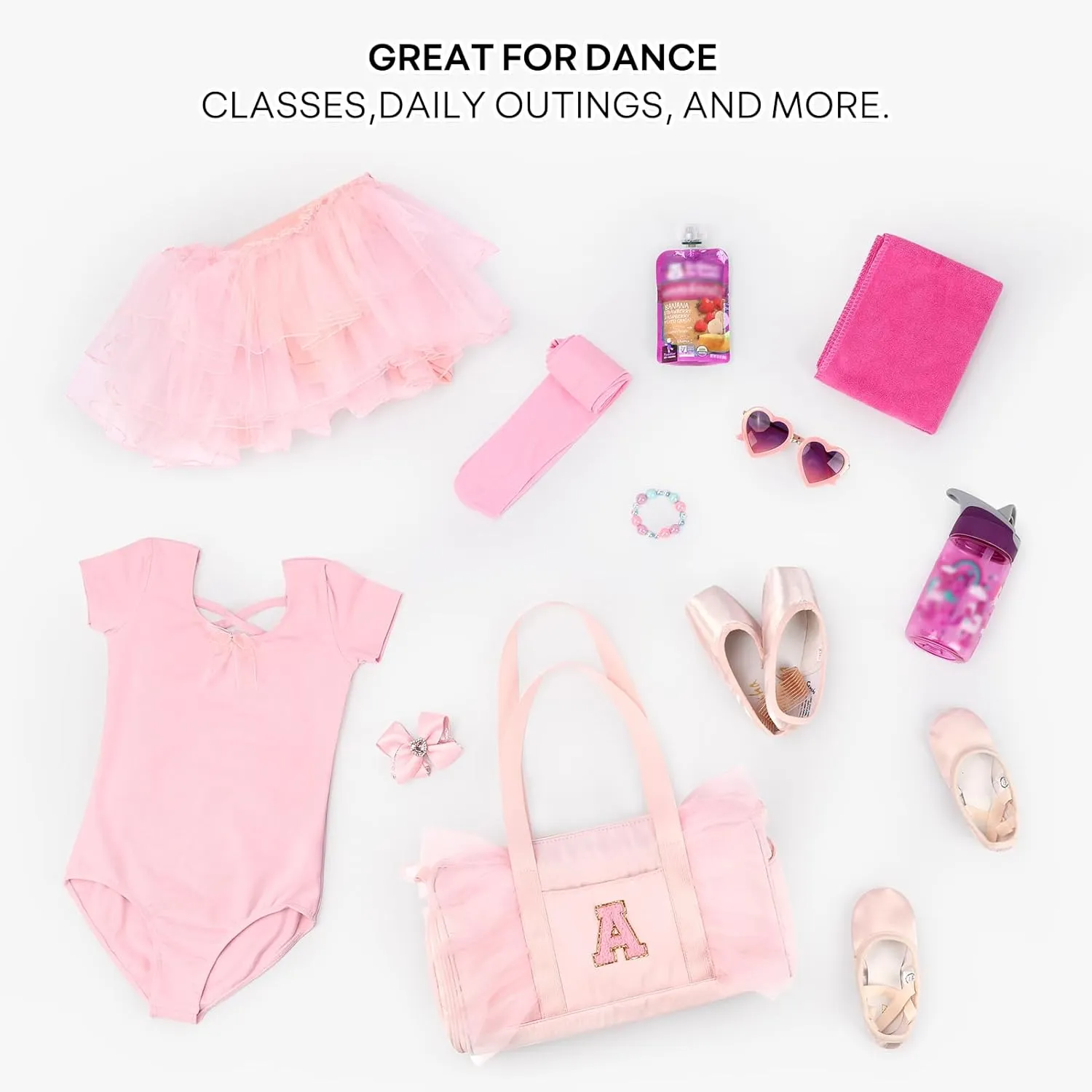 mibasies Dance Bag for Girls 4-6: Kids Duffle Bag - Ballet Bags for Girls 4-6 - Personalized Letter Girls Gifts Pink E