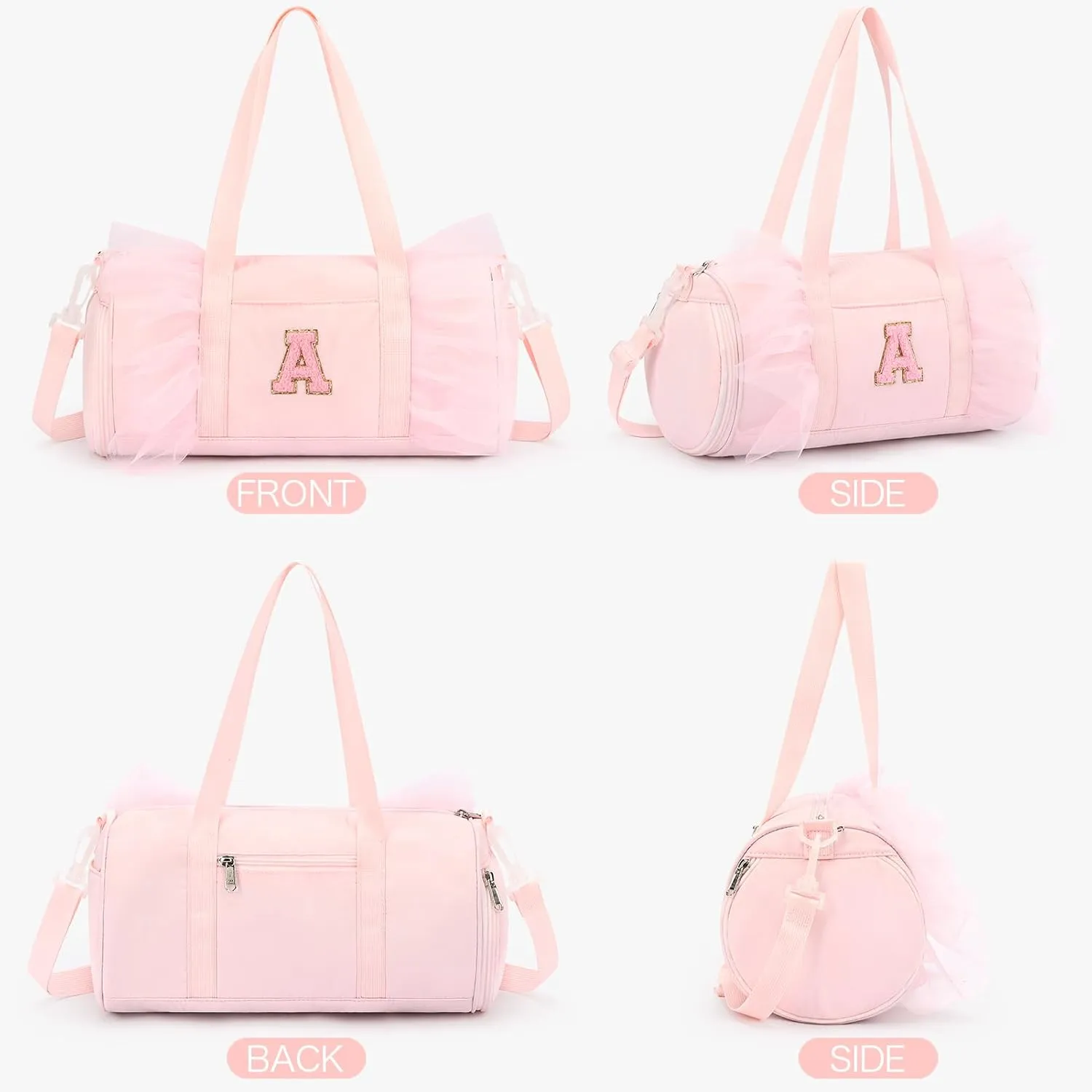 mibasies Dance Bag for Girls 4-6: Kids Duffle Bag - Ballet Bags for Girls 4-6 - Personalized Letter Girls Gifts Pink E