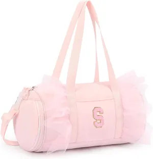 mibasies Dance Bag for Girls 4-6: Kids Duffle Bag - Ballet Bags for Girls 4-6 - Personalized Letter Girls Gifts Pink S