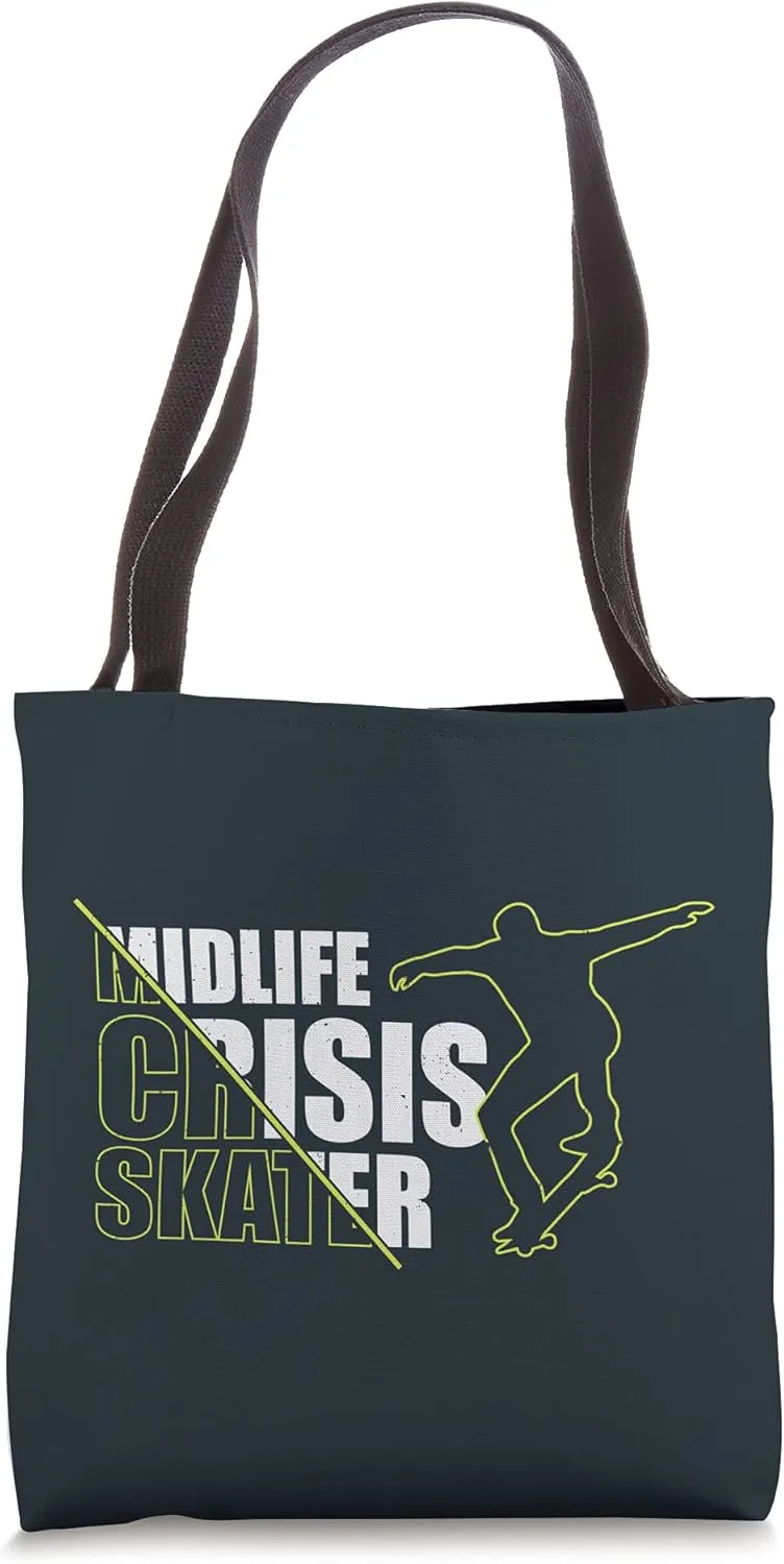 Midlife Crisis Skater Skateboard Skateboarding Vintage Tote Bag