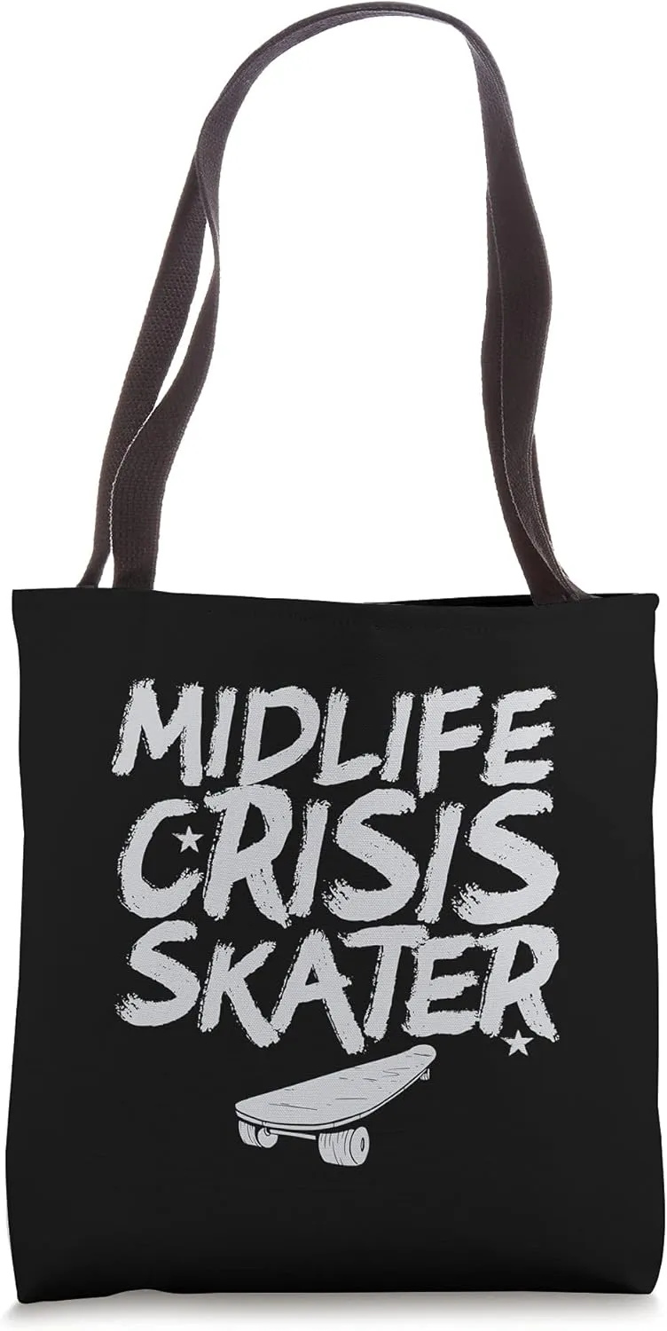 Midlife Crisis Skater Skateboard Skateboarding Vintage Tote Bag