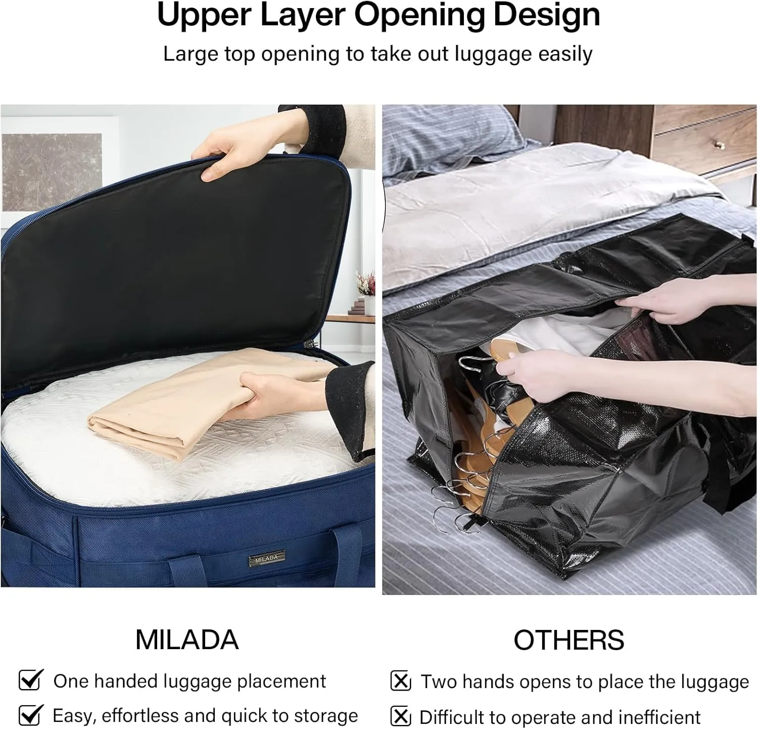 MILADA Moving Boxes for Packaging Moving Bags Expandable Moving Boxes Medium and 98 L Large with Five Wheels and Detachable Shoulder Strap Moving Storage Bags also for Travel,Blue