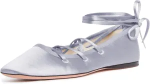 Milooey shoes Women's Square Toe Strappy Ballet Flats Comfort Lace Up Flats Shoes for Party Prom Dress Daily Size 4-16 US