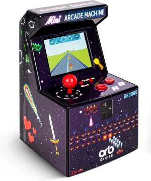 Mini Arcade Machine, 240 in-Built Games, 8-Bit Retro Arcade Games, 2.5” Full Colour Screen, 8-Way Joystick, 2 Buttons, Volume Control
