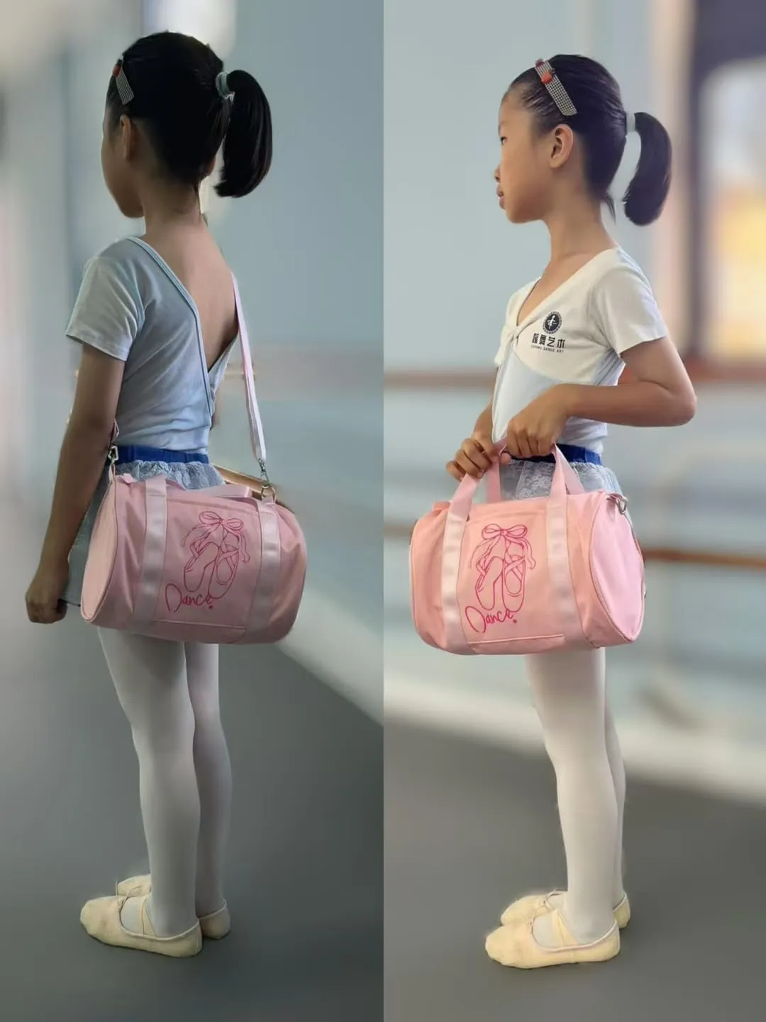 Mini Dance Ballet Tutu Bag, Small Duffle Bag for Girls, age 2-8 (Pink -Salt)