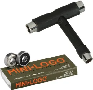 Mini-Logo Skateboard Bearings (8mm) With Skateboarding T-Tool Black