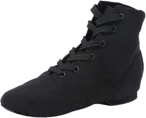 missfiona Jazz Shoes for Woman Canvas Dance Boots Split Sole Ballroom Dancing Flat