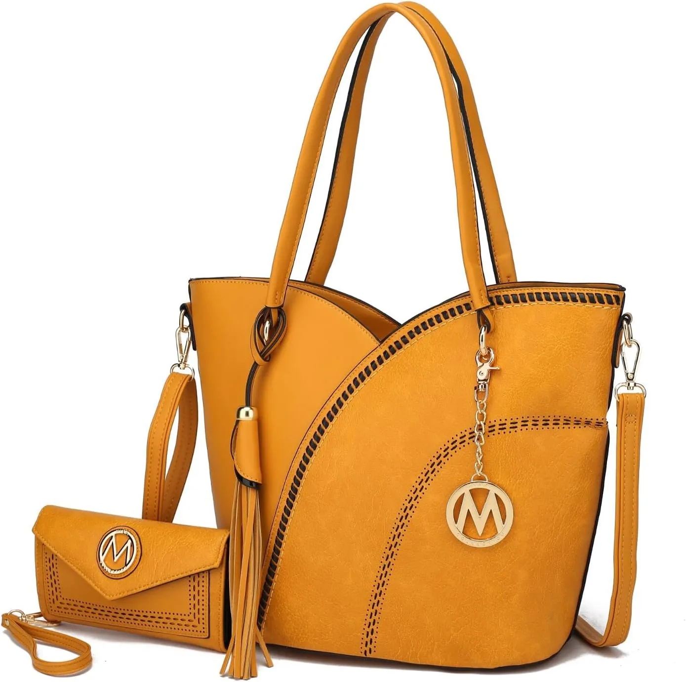 MKF Collection Tote Bag With Wristlet Wallet for Women,Vegan Leather Set Handbag Purse, Top-Handle 2 Pieces By Mia K