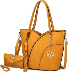 MKF Collection Tote Bag With Wristlet Wallet for Women,Vegan Leather Set Handbag Purse, Top-Handle 2 Pieces By Mia K