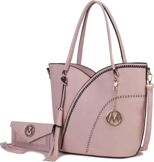 MKF Collection Tote Bag With Wristlet Wallet for Women,Vegan Leather Set Handbag Purse, Top-Handle 2 Pieces By Mia K