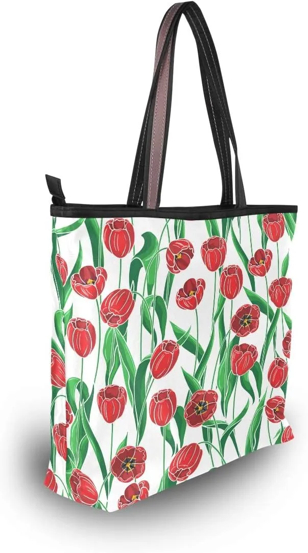 MNSRUU Ladies Tote Bags Polyester Zippered Tote Shoulder Bag Pattern Purses and Handbags