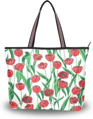 MNSRUU Ladies Tote Bags Polyester Zippered Tote Shoulder Bag Pattern Purses and Handbags
