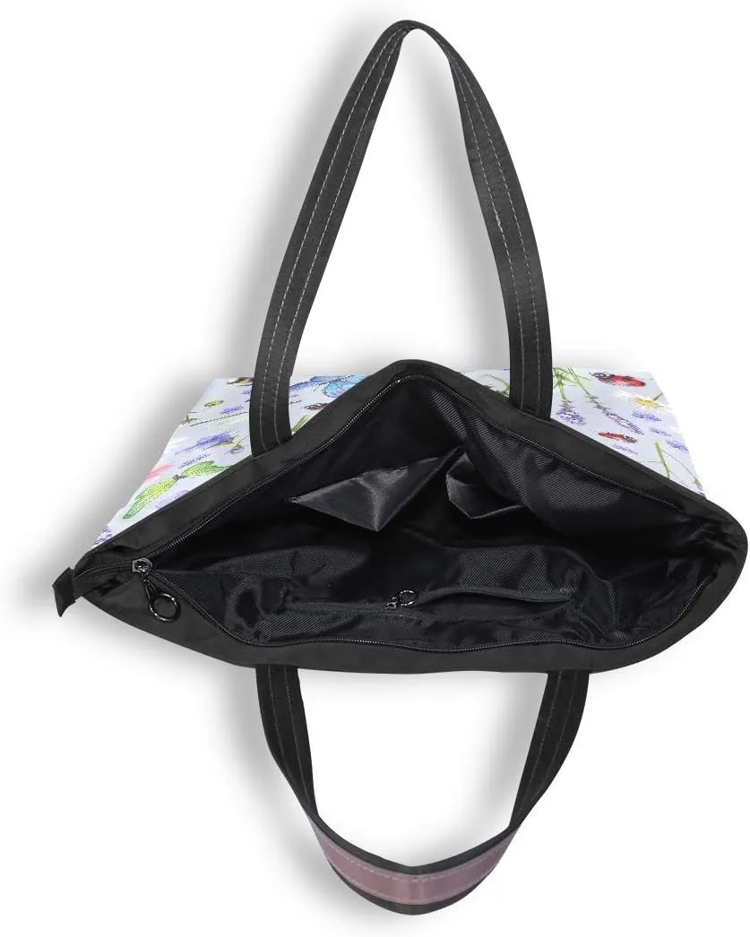 MNSRUU Ladies Tote Bags Polyester Zippered Tote Shoulder Bag Pattern Purses and Handbags