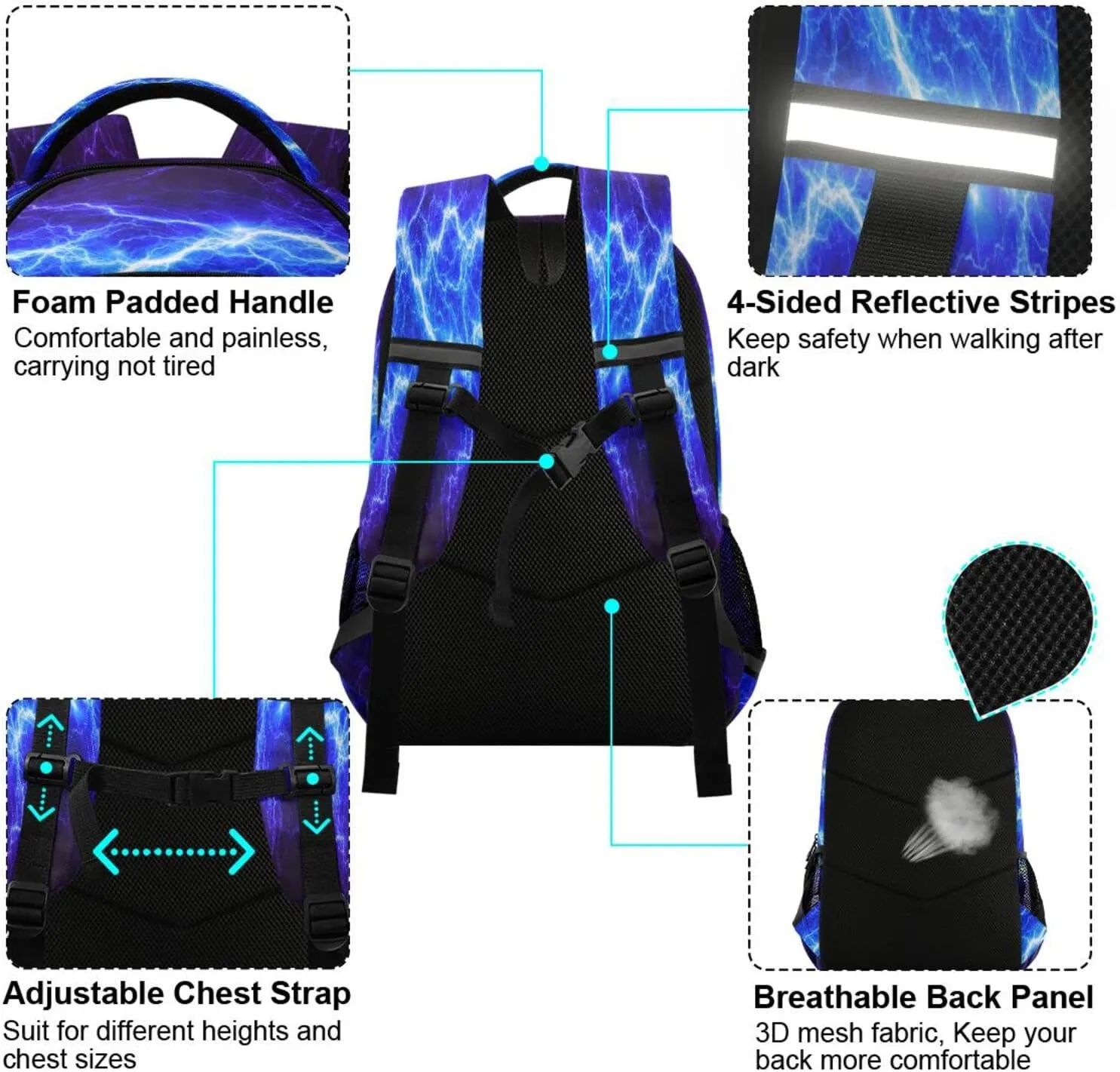 MNSRUU Lightning Backpack for 1th- 6th Grade Boy Girl,School Backpack Lightning Toddler Bookbag