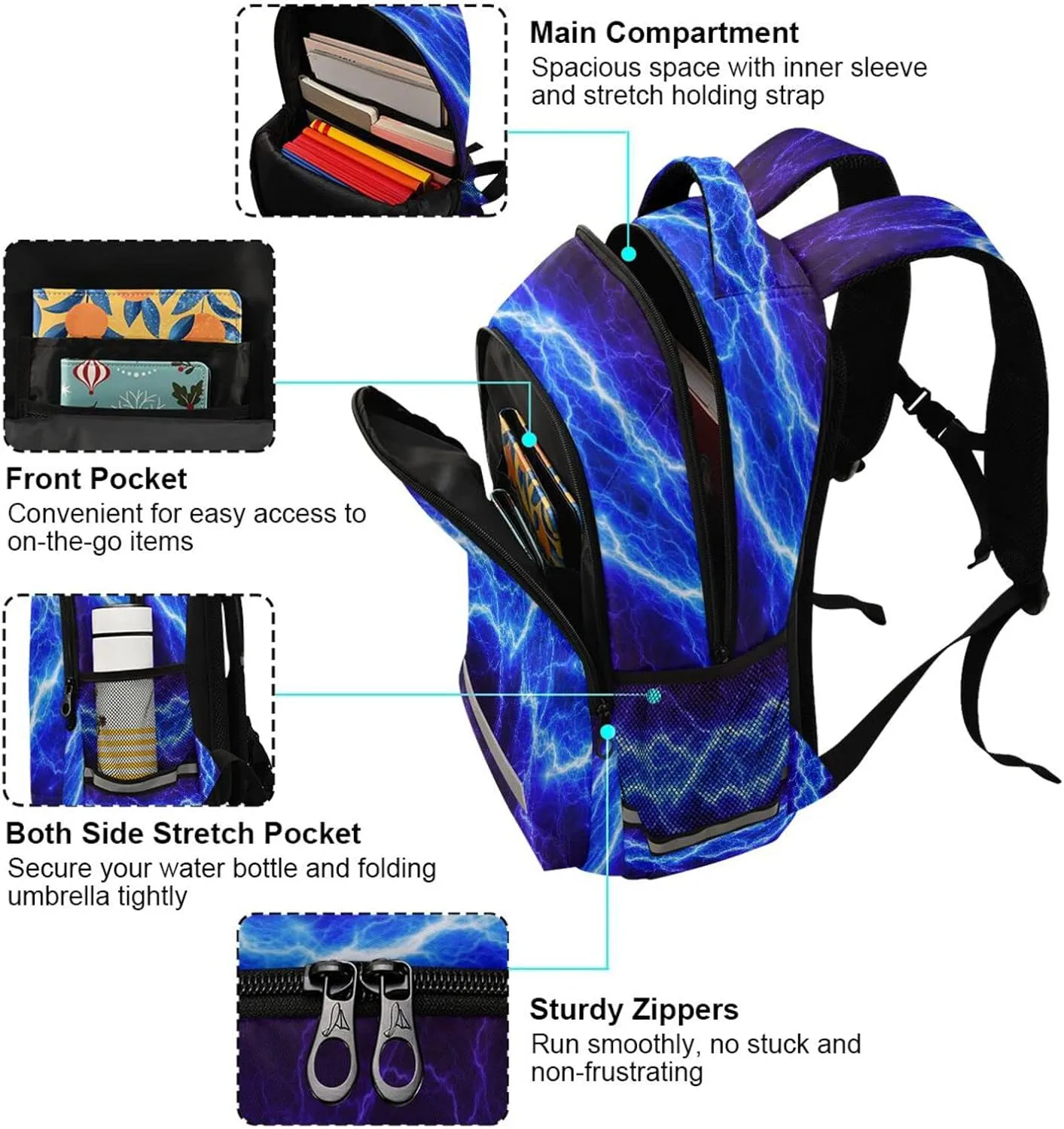 MNSRUU Lightning Backpack for 1th- 6th Grade Boy Girl,School Backpack Lightning Toddler Bookbag
