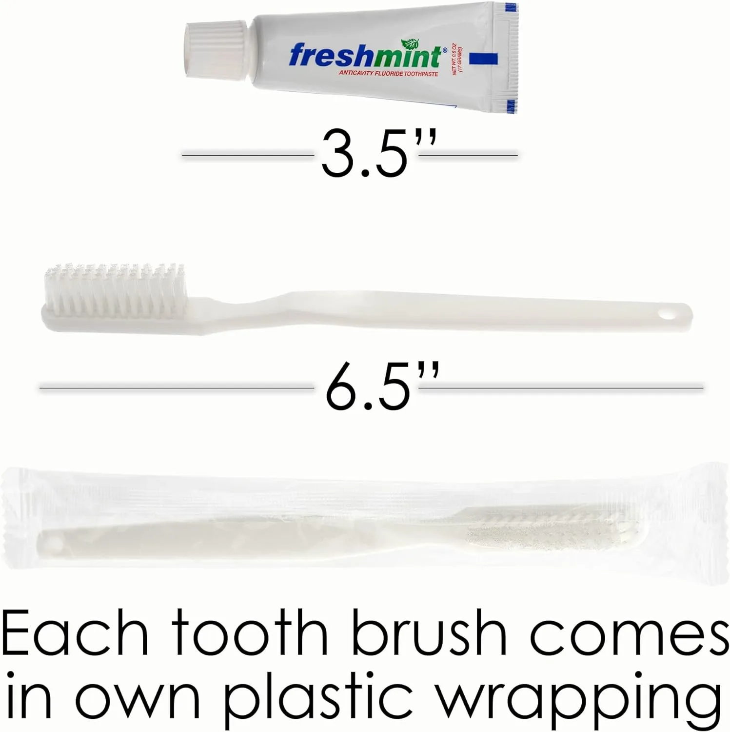 Moda West 24 Kits - Bulk Case of Wholesale Basic Toiletry Kits for Men, Women, Travel, Charity In Pouch With See Thru Window